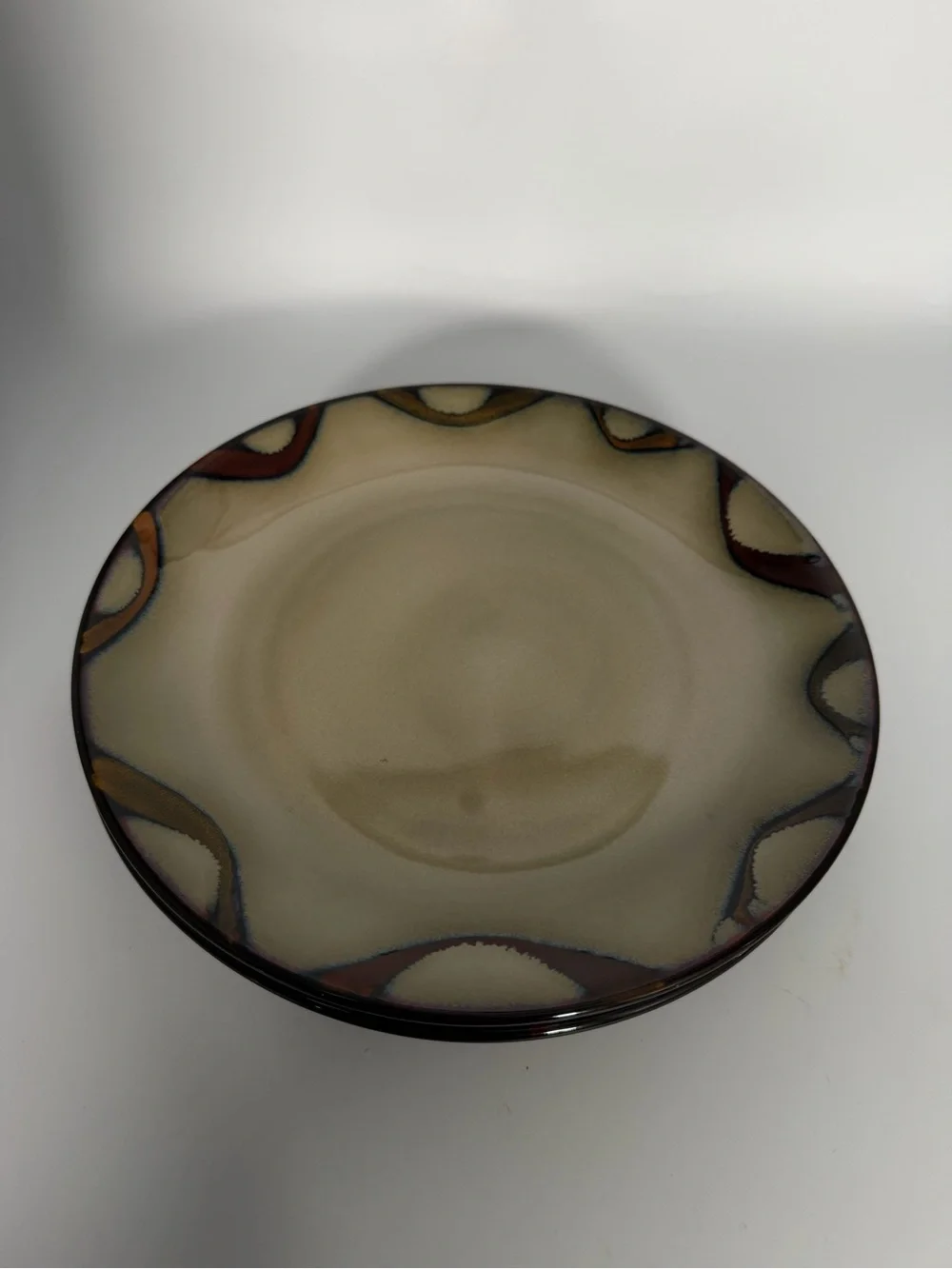 Pier 1 Imports Wave Stoneware Salad Plates 8.5” Set of 4 Brown Beige